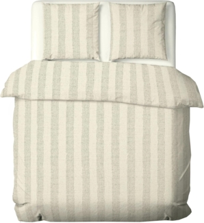 JACK Bettwäsche 135x200 cm Flanell Biber Streifen Taupe Braun Mistral, Biber, 2 teilig, gestreiftes winterliches Design, Punkte