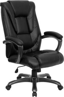 Flash Furniture Chefsessel mit hoher Rückenlehne, Leder, mit Armlehnen, Metall, Schwarz, 81.28 x 66.040000000000006 x 38.1 cm