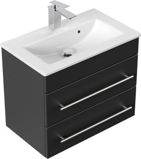 Badmöbel Mars 600 SlimLine SoftClose schwarz : Schwarz seidenglanz