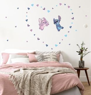 Komar Wandtattoo Stitch in Love - Größe 50 x 70 cm (43 St), Künstler: Komar, selbstklebend, Wandsticker, Kinderzimmer