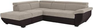 Mivano Ecksofa Speedway / Moderne Couch in L-Form mit verstellbaren Kopfstützen und Ottomane / 262 x 79 x 224 / Zweifarbiger Bezug, platinum/mud