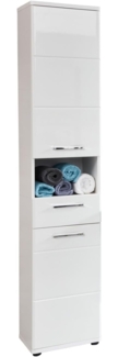 Badezimmer Hochschrank Monte in Hochglanz weiß 37 x 189 cm