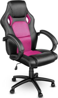 Tresko Racing Chefsessel Bürostuhl Drehstuhl Schalensitz Bürosessel Schreibtischstuhl schwarz/pink