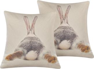 Kissen 2er Set Tiermuster BUXUS 45 x 45 cm Taupe