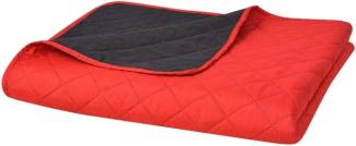 vidaXL Tagesdecke, Zweiseitig, Gesteppt, kariert, Mikrofaser mit PP Baumwoll-Füllung, Rot / Schwarz, 230x260 cm