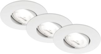 BRILONER - 3er Set EEK A LED Einbaustrahler 230V schwenkbar, je 2W bei 360lm und 50.000h Licht, neutralweißes Licht, LED Spot, flach, Deckenspots, Einbauleuchten, 68mm Lochmass, 90x24 mm (DxH), Weiß