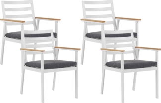 Set mit 4 Stühlen und Sitzkissen CAVOLI Metall Grau