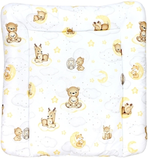 TupTam Baby Wickeltischauflage mit Baumwollbezug Gemustert, Farbe: Tiere/Sterne/Grau, Größe: 75x85 cm