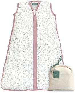 molis&co. Baby-Schlafsack. 2.5 TOG. Größe: 85 cm (6-18 Monate). Ideal für die Übergangszeit und den Winter. Superweich und warm. Floral Pink. Premium-Musselin mit Futter.