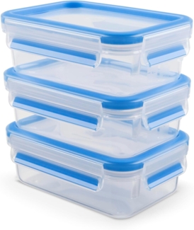 Emsa 508570 Clip & Close Frischhaltedosen | 3-teiliges Set | 3x0,55 L | -40 bis +100 Grad | Kunststoff | 100 % Dicht | Besondere Frische-Dichtung