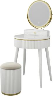 Frisiertisch Gesa Weiß 60 cm mit LED-Spiegel in 3 Weißtönen, Dimmbar Vicco