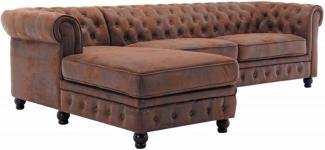 Casa Padrino Chesterfield Ecksofa Links Antik Braun - Microfaser