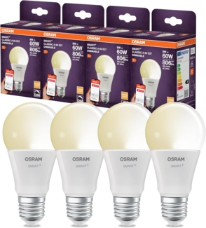 OSRAM SMART LED Lampe A60 Kolbenform E27, 9W ZigBee 3.0, dimmbar 2700K warmweiß, App Steuerung, Alexa, Google Assistant
