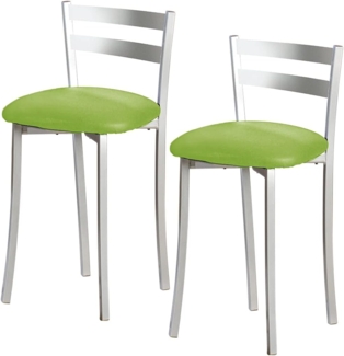 ASTIMESA Zwei Küchenhocker mit Rückenlehne Streifen Metall Kunstleder Grün, Sitzhöhe: 45 cm (TABFRVE)