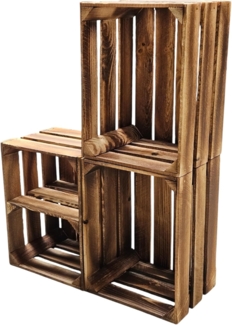 Holzkisten Obstkisten 3 x 40x30x25cm Geflammt Ablage Kurz