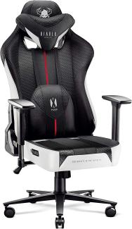 Diablo X-Player 2. 0 Gaming Stuhl Bürostuhl Gamer Chair Stoff 3D Armlehnen Ergonomisches Design Nacken/- Lendenkissen Wippfunktion Weiß-Schwarz King (XL)