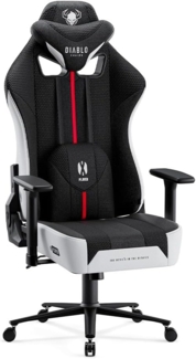 Diablo X-Player 2. 0 Gaming Stuhl Bürostuhl Gamer Chair Stoff 3D Armlehnen Ergonomisches Design Nacken/- Lendenkissen Wippfunktion Weiß-Schwarz King (XL)