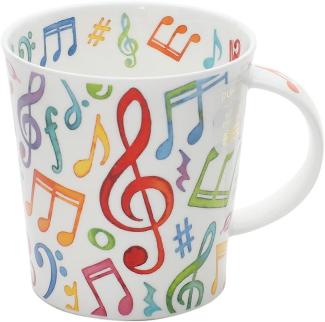 DUNOON Becher Lomond Upbeat 0,32 l Fine Bone China Porzellan Kaffeetasse Modern mit Noten | Hochwertige Qualität Spülmaschinenfest Musikalisch bunt