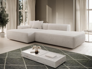 Vente-unique - Ecksofa - Ecke links - Cord - Beige - ERYNEL
