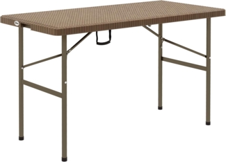 Outsunny Gartentisch Campingtisch Klapptisch mit Rattanoptik (Balkontisch, 1-St, Buffettisch), HDPE, Braun, 122 x 60 x 73 cm
