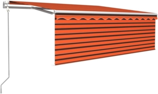 vidaXL Markise Automatisch Einziehbar mit Volant 4x3m Orange und Braun 3069310