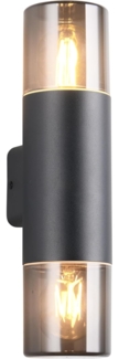 Außenwandleuchte HOOSIC Up and Down in Schwarz / Rauchfarbig, Höhe 33cm