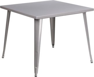 Flash Furniture Parker Tisch für drinnen und draußen, Metall, quadratisch, 90,2 cm, silberfarben