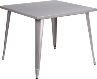 Flash Furniture Parker Tisch für drinnen und draußen, Metall, quadratisch, 90,2 cm, silberfarben