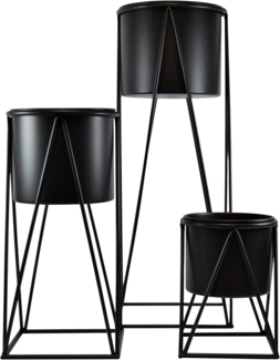 Spetebo Blumenständer Metall Pflanzenständer schwarz 3er Set - 70 / 47 / 26 cm (Set, 3 St, Blumenständer), Blumenhocker mit entnehmbarem Pflanztopf