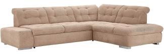 Cavadore Ecksofa Pales mit Kopfteilverstellung, Polsterecke im modernen Design, 280 x 75-84 x 227, Softstruktur Beige