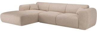 Vente-unique - Großes Ecksofa - Ecke links - Samt-Stoff - Beige - POGNI von Maison Céphy
