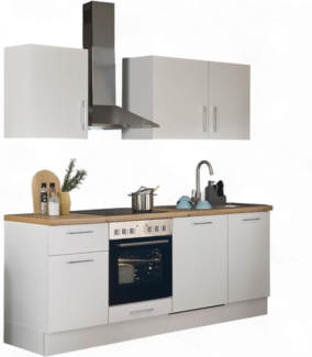 Turin Moderne Küchenzeile mit Elektrogeräten in Weiß, Artisan Eiche Optik - Geräumige Einbauküche mit viel Stauraum - 220 x 211 x 60 cm (B/H/T)