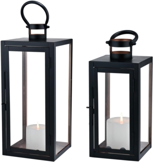 Marrakesch Orient & Mediterran Interior Kerzenlaterne 2er Set Moderne Laterne Gartenlaterne Deko Modern Marra Schwarz, Handarbeit