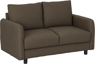 HOMCOM 2-Sitzer Sofa modern Couch mit Armlehne, 2 Wurfkissen, Polstersofa 1 Teile, für Wohnzimmer, 136 x 75 x 84 cm, Braun