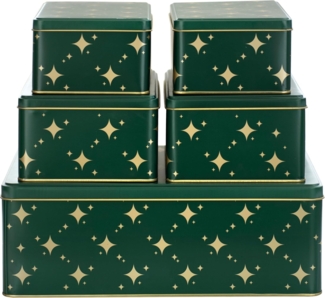 bonsport Keksdose Keksdosen 5er-Set, eckig, Metall, Sterne, Grün