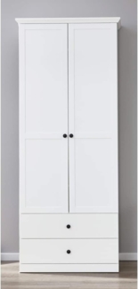 Garderobenschrank weiß Landhaus BERGAMA-19 mit ausziehbarer Kleiderstange und Einlegeböden, B/H/T: ca. 81/196/41 cm