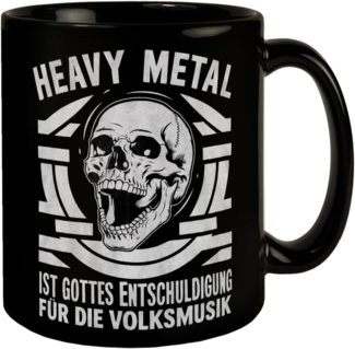 speecheese Tasse Heavy Metal statt Volksmusik Tasse mit Totenkopf