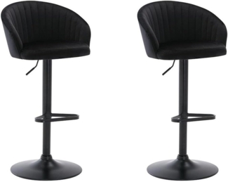 Vente-unique - Barhocker 2er-Set - Samt & Metall - Schwarz - DORALIZ