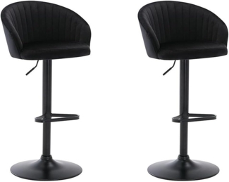 Vente-unique - Barhocker 2er-Set - Samt & Metall - Schwarz - DORALIZ