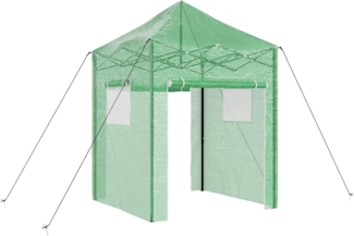 vidaXL Gewächshaus mit Dach Grün 200 x 200 x 300 cm Stahl 42006641