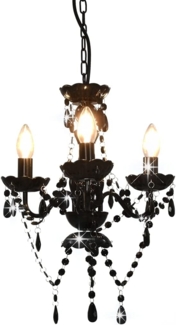 vidaXL Kronleuchter mit Perlen Schwarz Rund 3×E14 281597