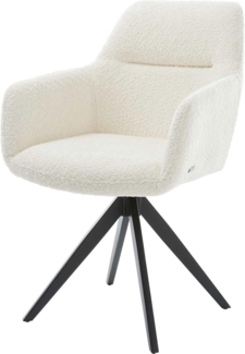 Esszimmerstuhl Pejo-Flex Bouclé Weiß Kreuzgestell kantig Schwarz Taschenfederkern