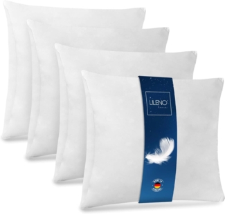 LILENO HOME Federkissen 60x60 cm [4er Set] - Kissen 60x60 cm aus Federn als Kopfkissen, Schlafkissen u. Bettkissen perfekt für Allergiker und Kinder - Federkernkissen mit je 850 g