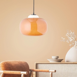Lightbox Pendelleuchte, ohne Leuchtmittel, Hängelampe, Ø 30 cm, 128,5 cm Höhe, E27, max. 60 W, Glas/Metall