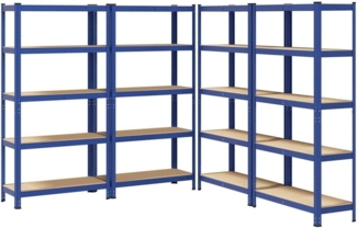 Lagerregale mit 5 Böden 4 Stk. Blau Stahl & Holzwerkstoff 3307593