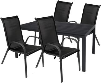 Gartengarnitur Sitzgarnitur 5-teilig 150x90cm Anthrazit/Schwarz