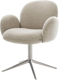 Drehstuhl Nube-Flex mit Armlehnen Webstoff Soft Beige Fußkreuz Edelstahl 360° drehbar Wippfunktion Taschenfederkern