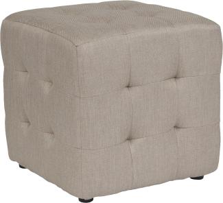 Flash Furniture Avendale Polsterhocker, getuftet, würfelförmig, Schaumstoff, Kunststoff, Polyester, Lärchenholz, Sperrholz, Beige Stoff, Set of 1