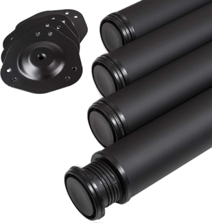 SO-TECH® Tischbein Ø 76 / 80 mm, belastbar bis 75 kg pro Stück, H: 71cm, Stahl, schwarz, höhenverstellbar bis 32mm, 4x