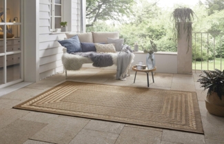 NORTHRUGS In- und Outdoor Teppich Limonero 120x170 cm – Flachgewebe Sisal-Look Skandi-Design Wetterfest für Balkon Terrasse Wintergarten Küche Badteppich Wohnzimmerteppich Wasserfest in Beige Braun